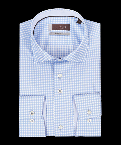 Royal blauw geruit overhemd (Extra lange mouwen)